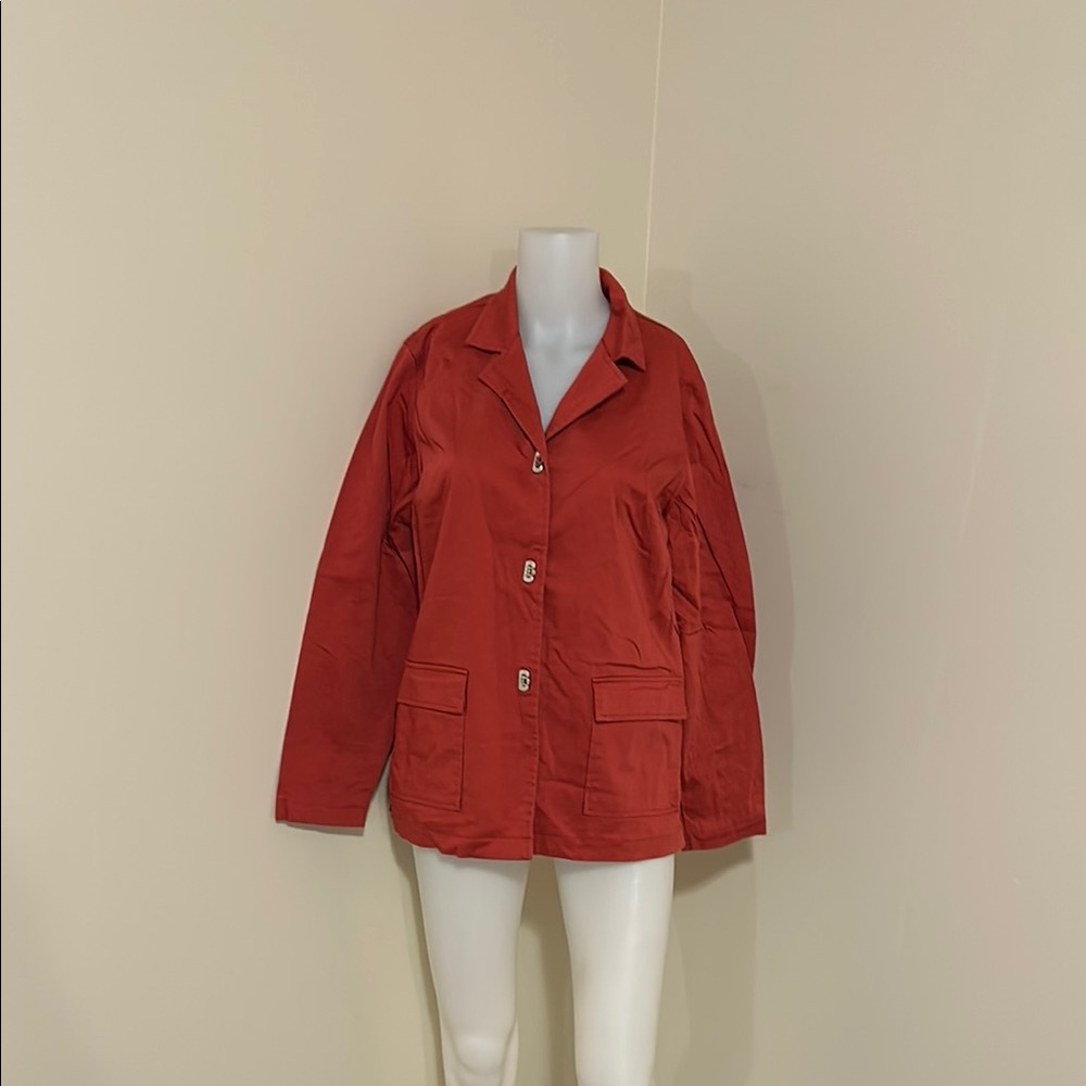 Dialogue Red Corduroy Blazer with Relaxed Fit